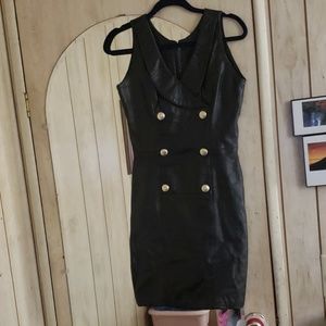 Womans Vintage Black Leather dress SZ 7/8